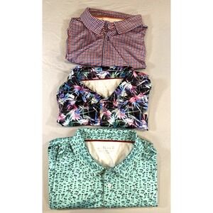 Lot Of 3 Maelreg Performance Golf Polos Mens XL Orange Blue and‎ Teal and Black